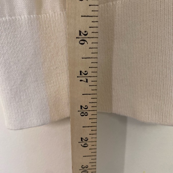 Women's Lands End Fancy White Supima Cotton 3/4 Length Blouse Sweater L Classic - Picture 14 of 15